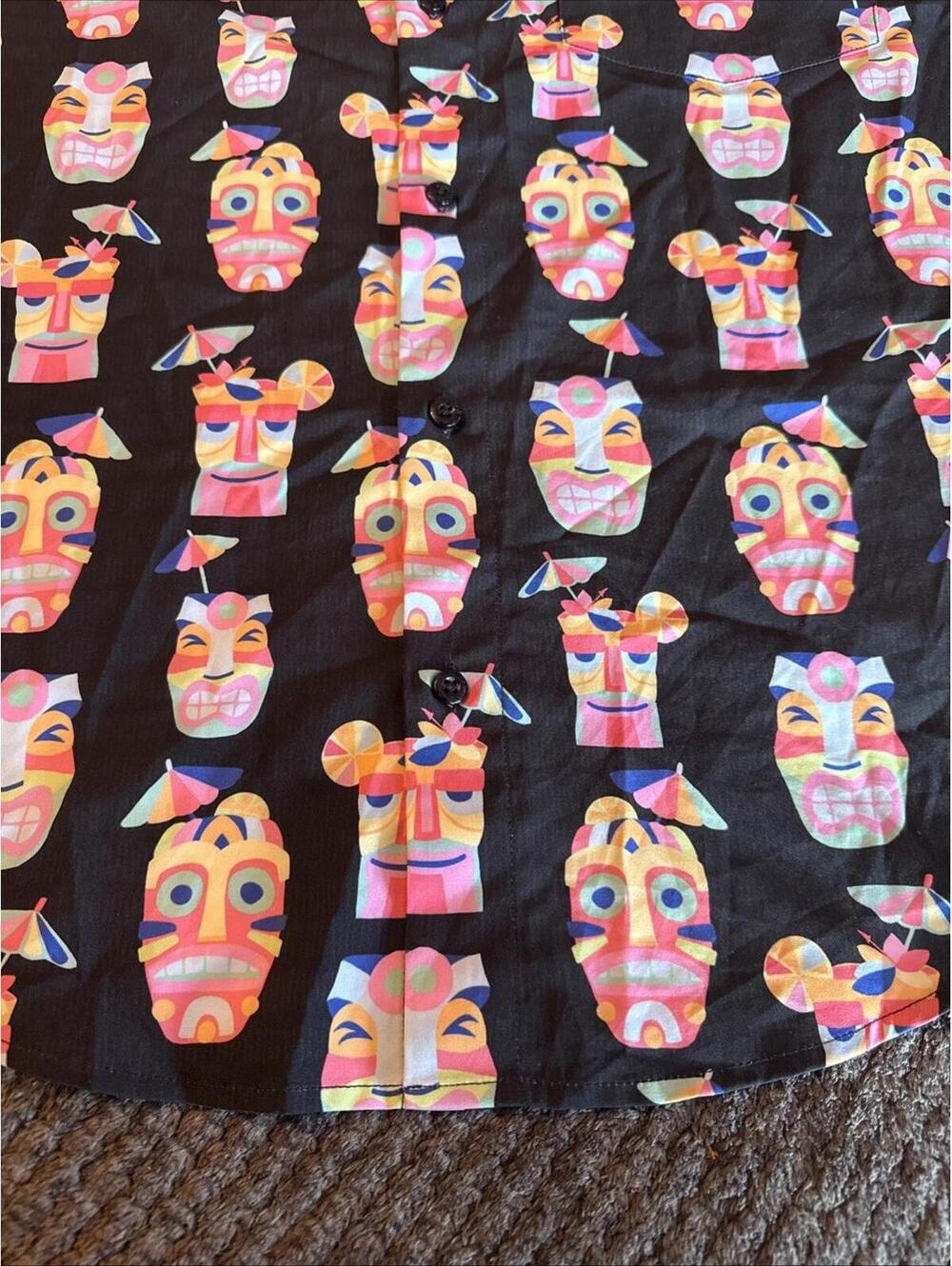 Rsvlts Mens Medium Button Up Tipsy Tiki Graphic Button Up Kunuflex Disney - Picture 7 of 14